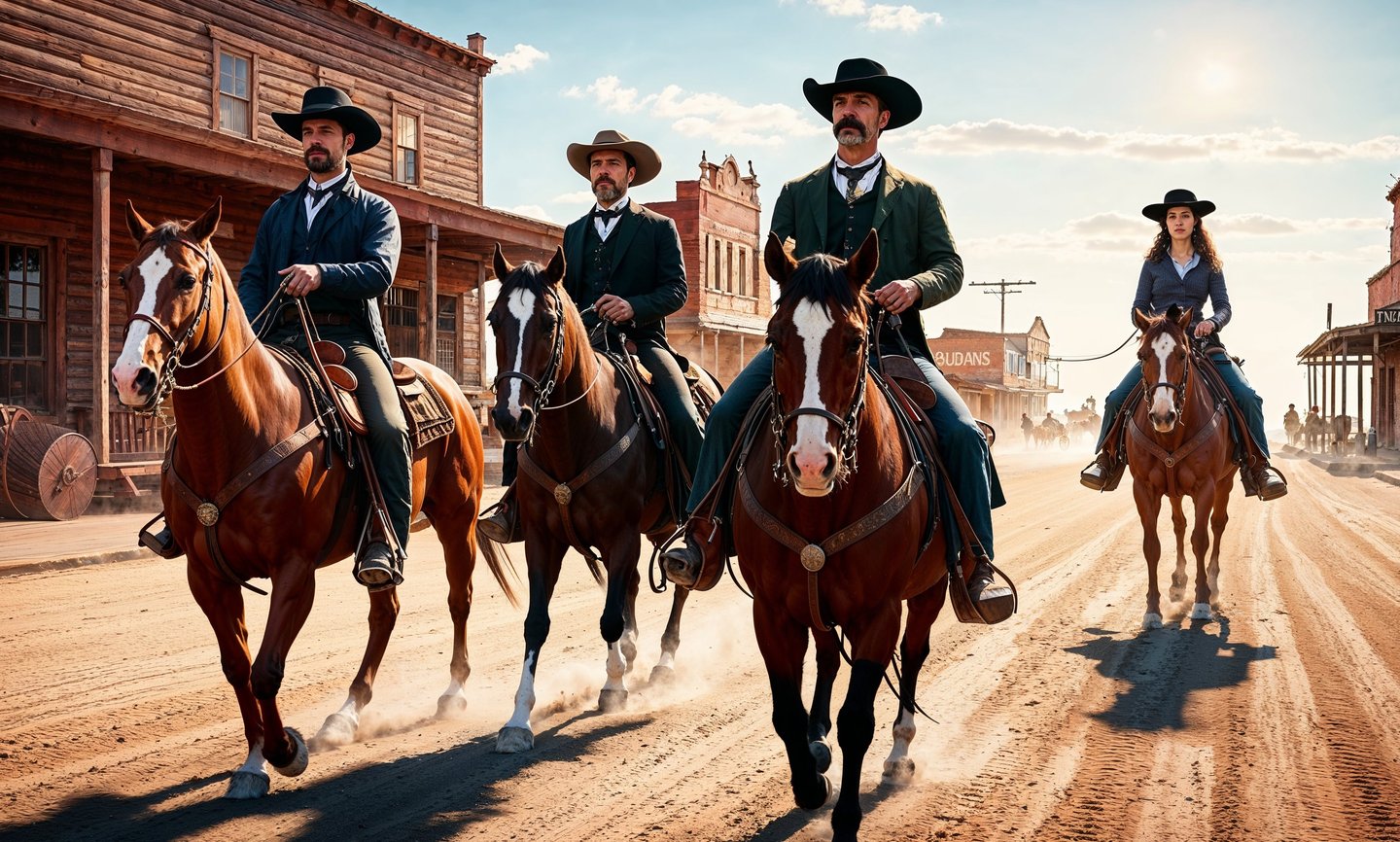 Wyatt Earp, Virgil Earp, Morgan Earp, and Celia Ann "Mattie" Blaylock, arrive in Tombstone
