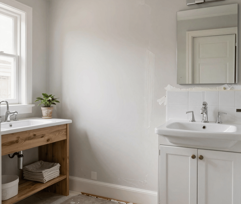 A skilled craftsman carefully sanding a wooden window frame in a cozy Cardiff home.