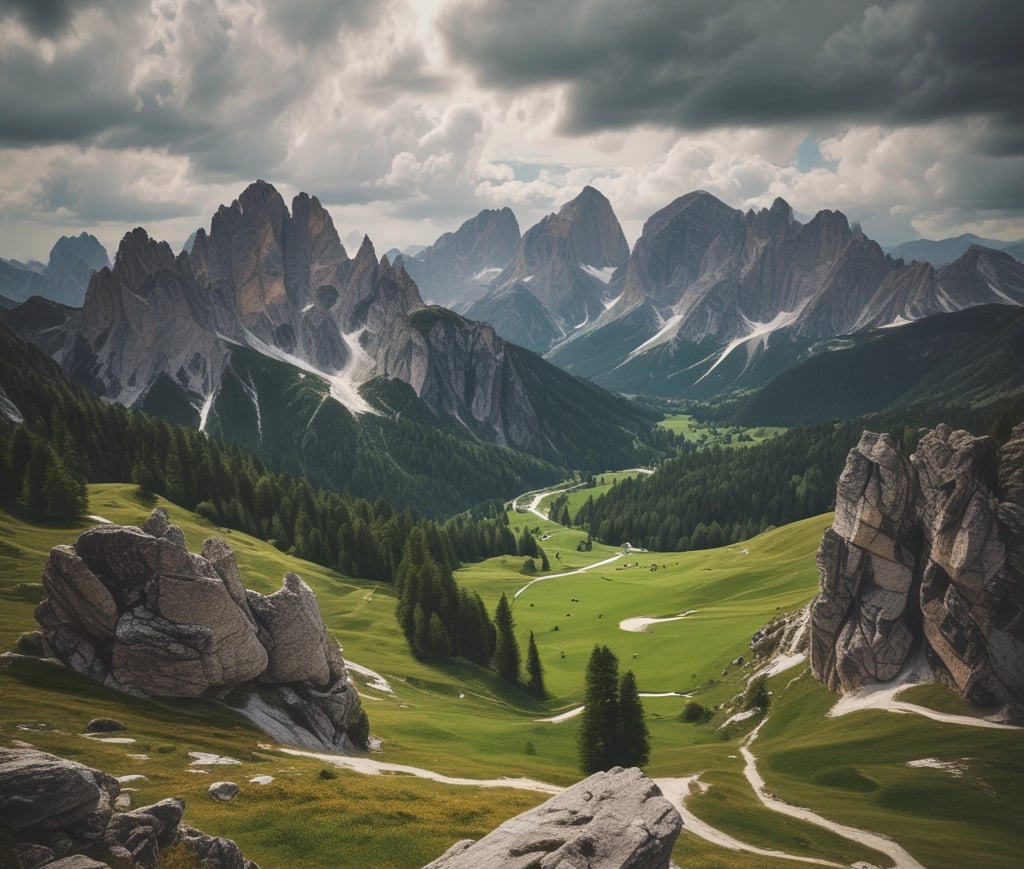 A campervan parked by a scenic forest road at sunset, showcasing its cozy interior through open doors.