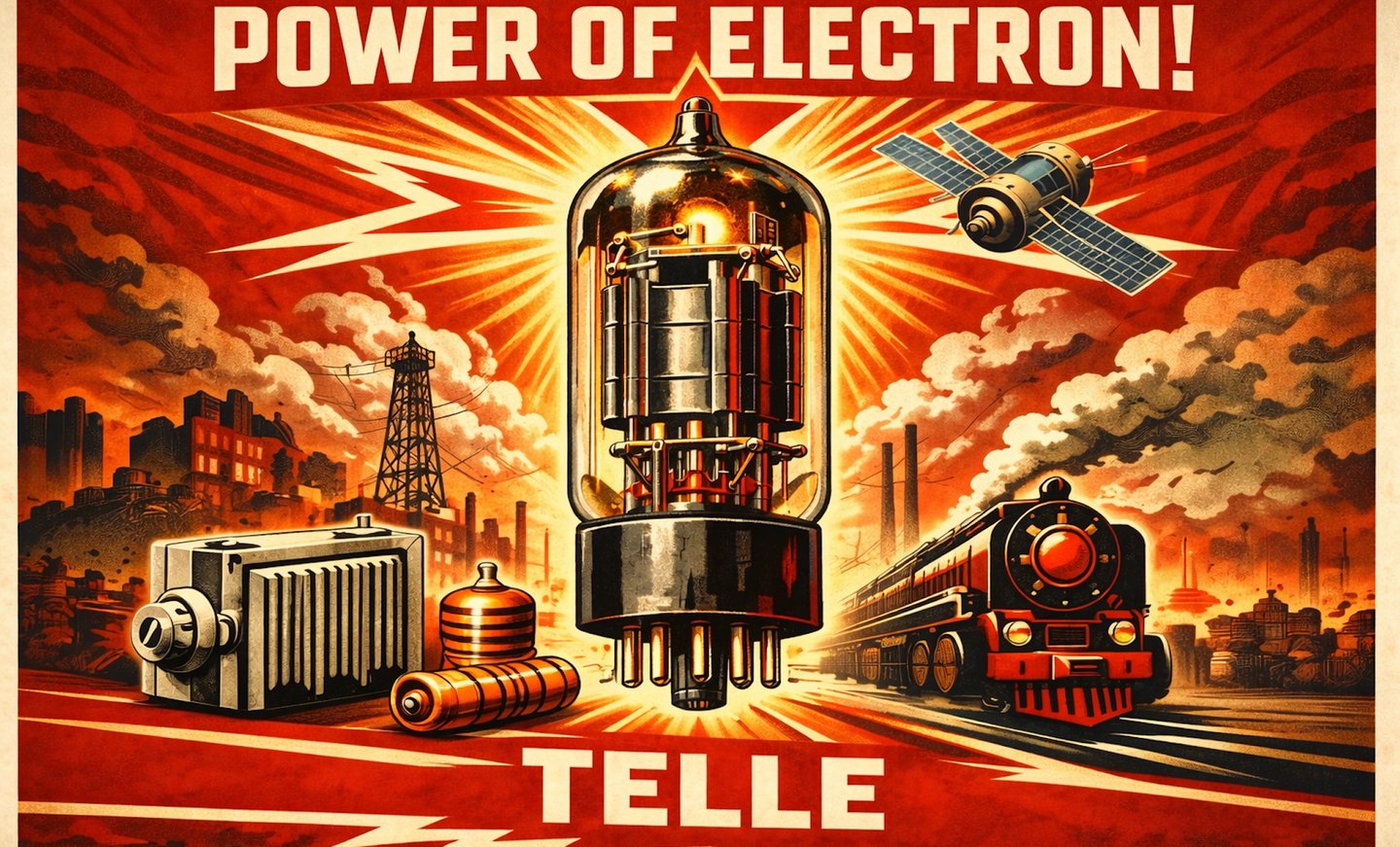 Telle vacuum tube detective propaganda poster science fiction