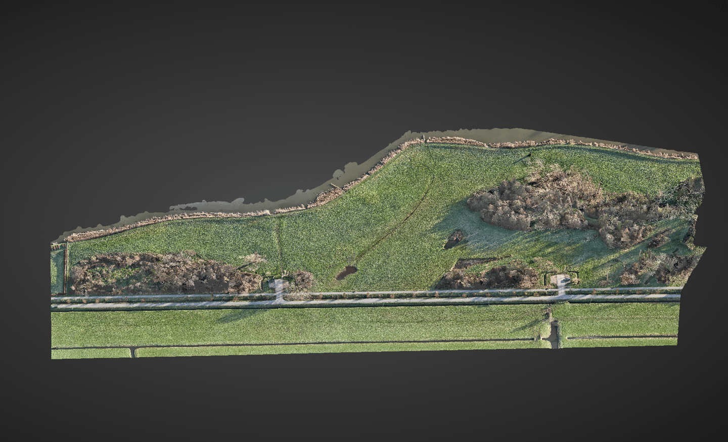 WebODM point cloud of a public space — drone mapping for drainage analysis and surface reporting, Ne