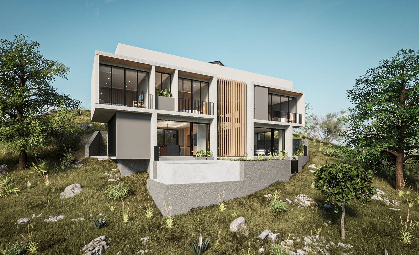 a house with a mountain view of a house