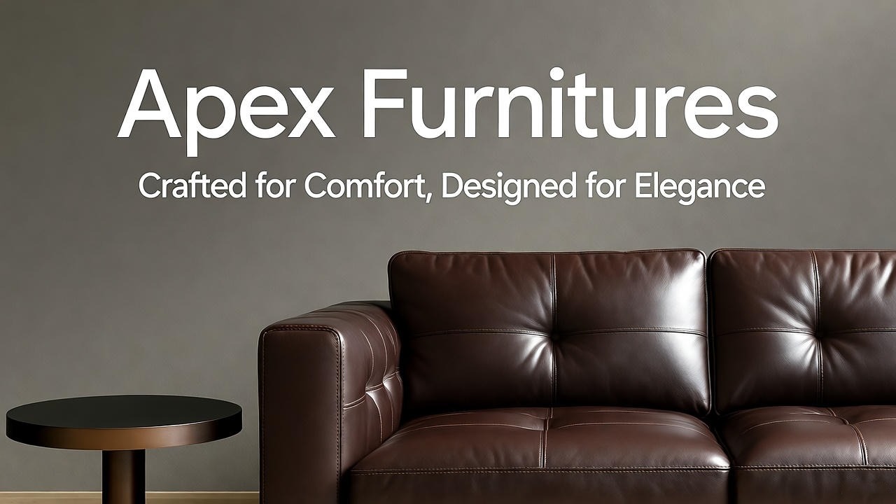 Modern living room setup featuring stylish sofa set and wooden coffee table by Apex Furniture