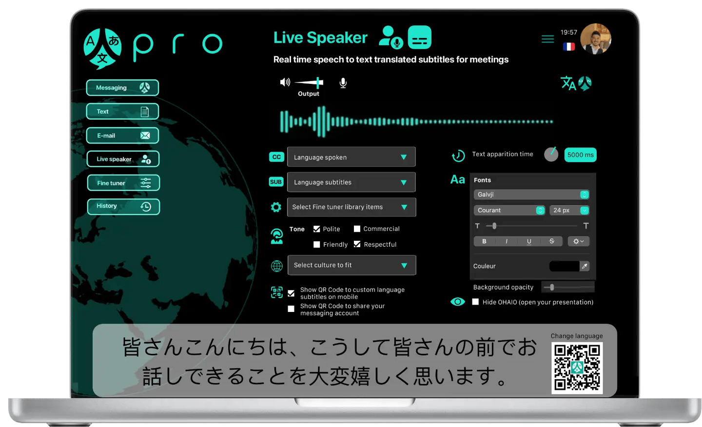 display sample live speaker