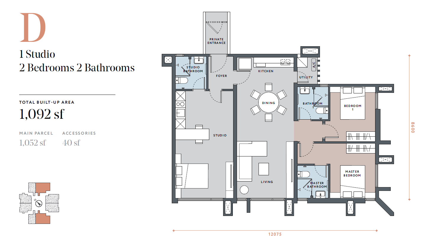 a floor plan of a studio apartment