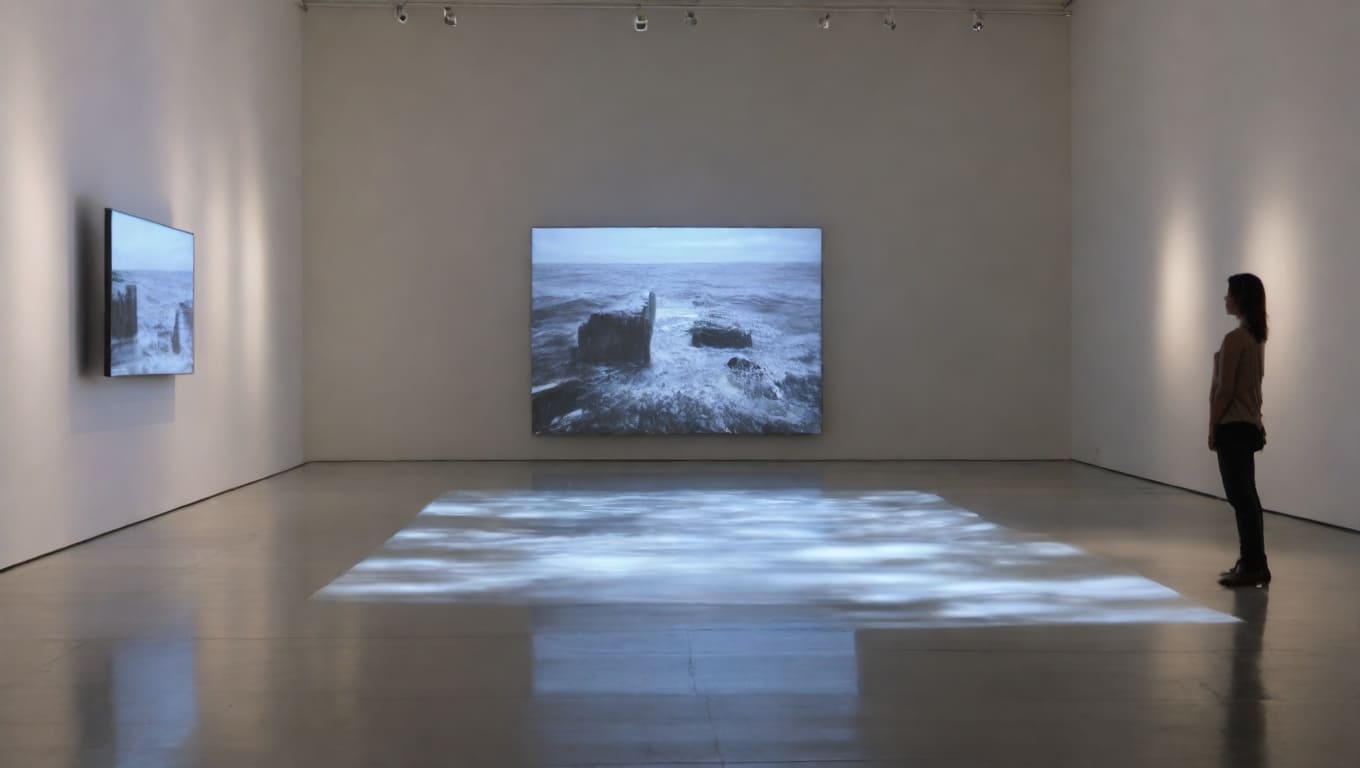 Performance de Vídeo Arte: Artista Interagindo com Projeções de Imagens em Tempo Real