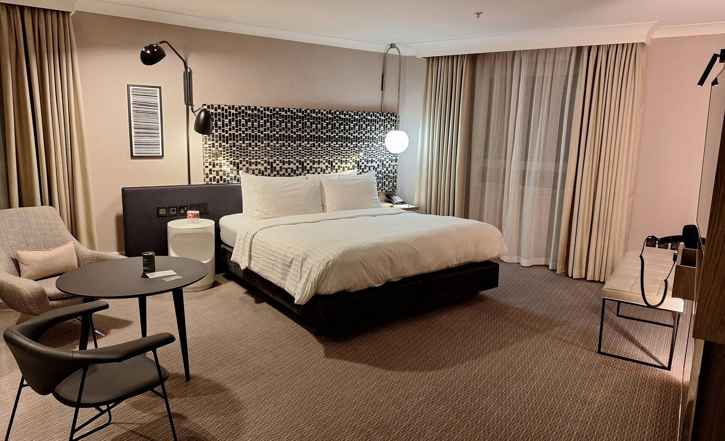 Stylish boutique hotel interior in London with contemporary British design