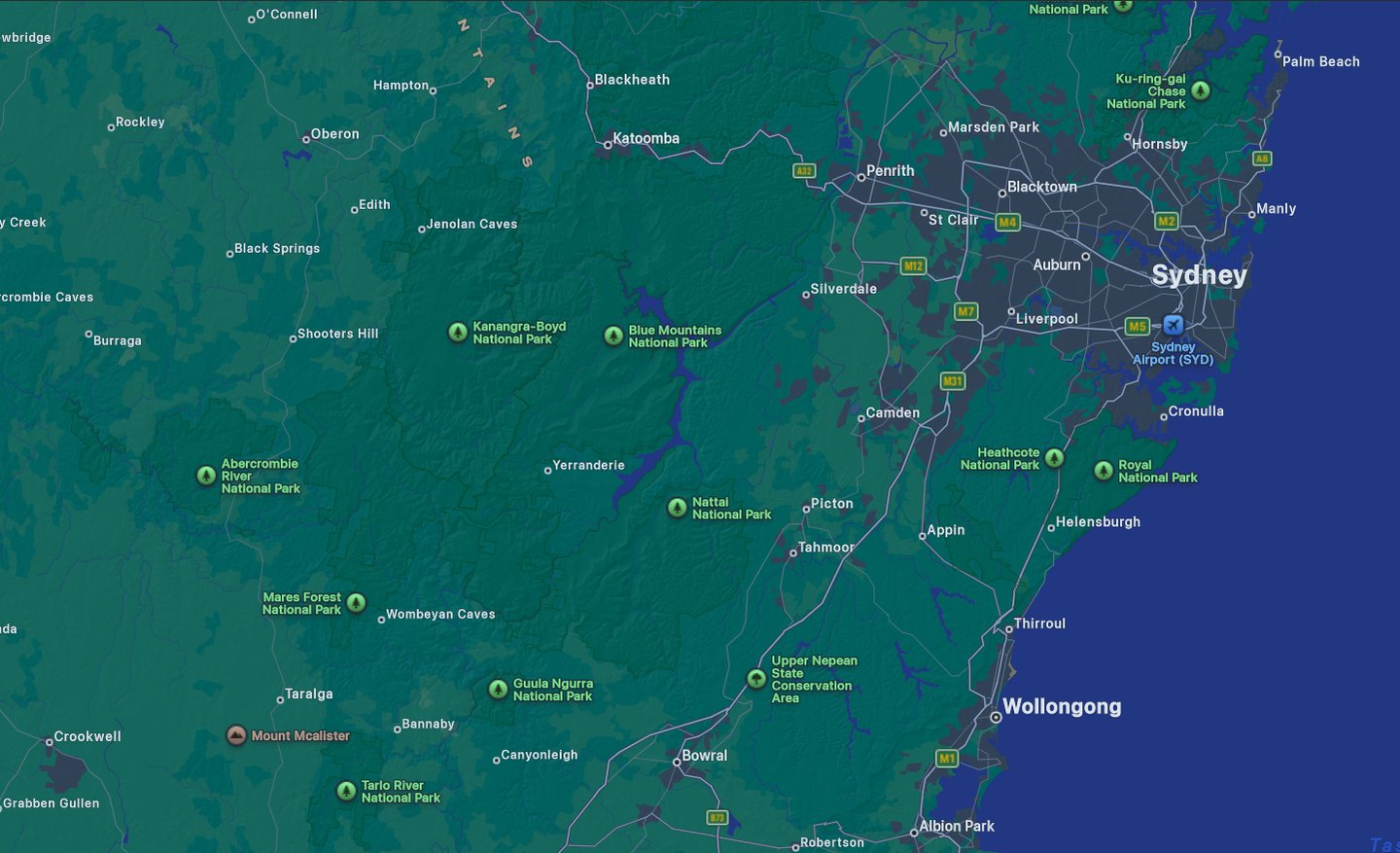 map of greater sydney region