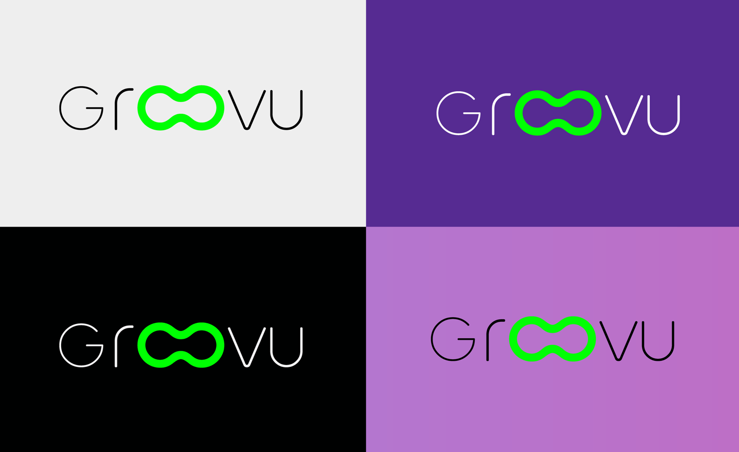 Groovu Logo Variationen in mehreren Farben