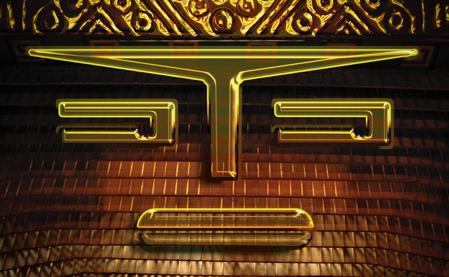 Branding Guatavita glass effect on a ceiling background