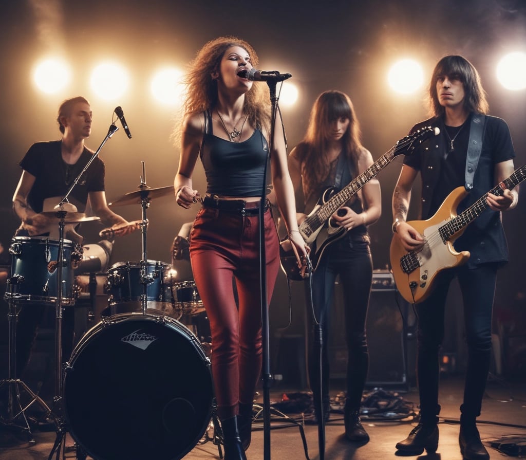 Uma banda de rock tocando ao vivo