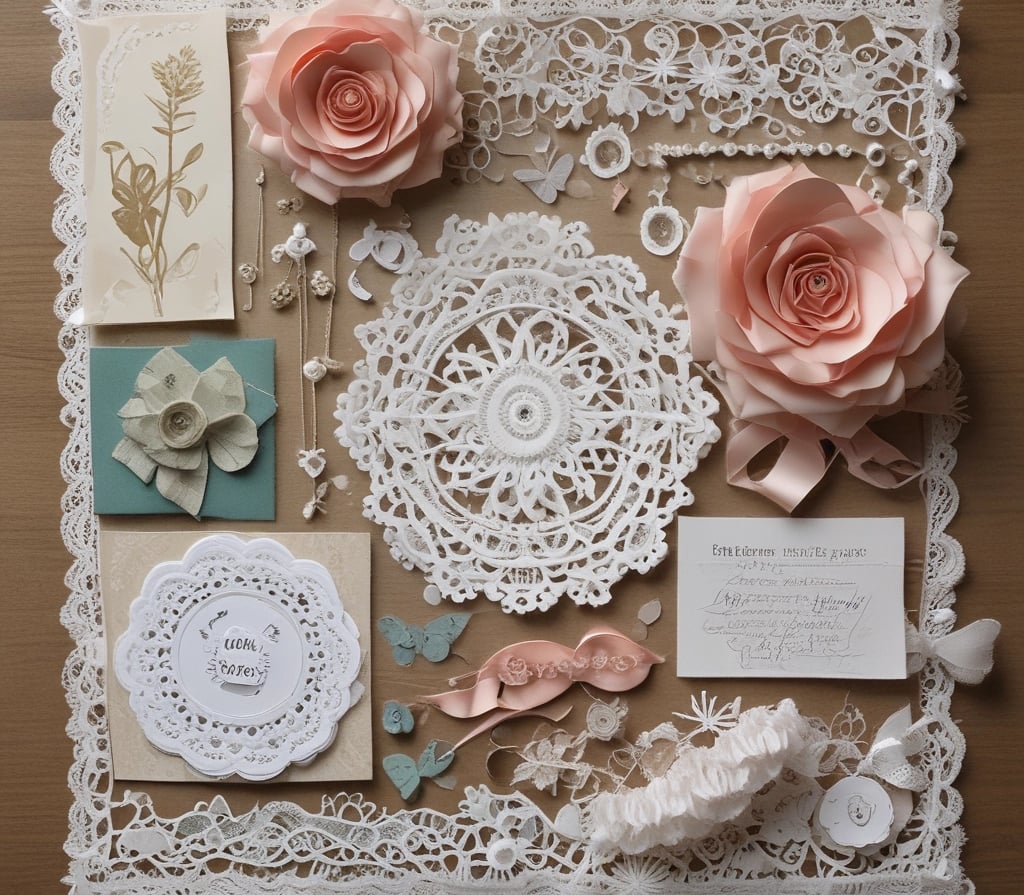 Cream-colored lace strips arranged horizontally.