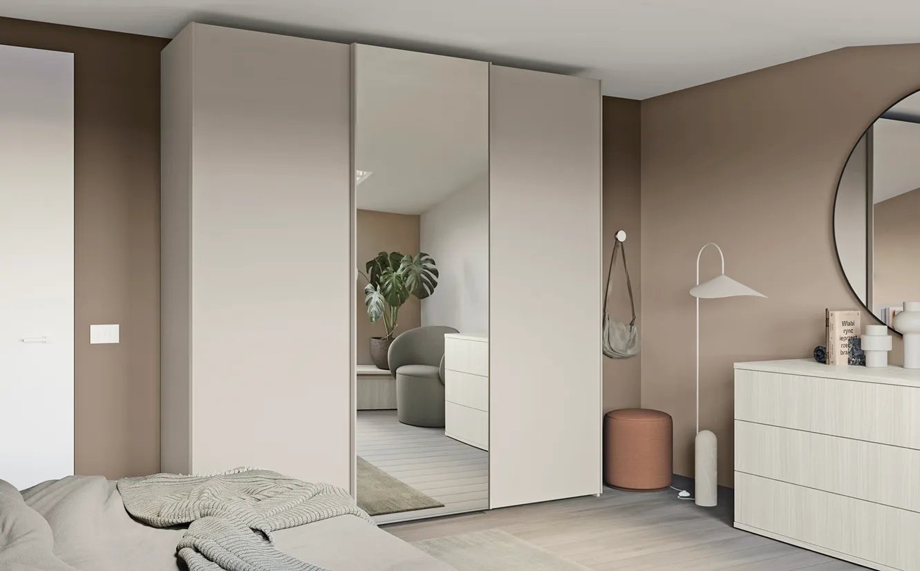 MazarakisArt: Συρώμενη Ντουλάπα Δωματίου - Λευκό με Καθρέφτη