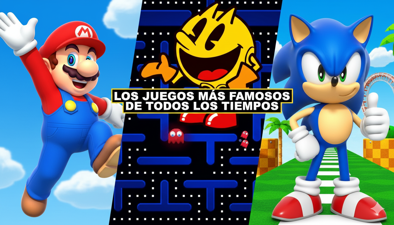 imagen de personajes miticos mario sonic y pacman