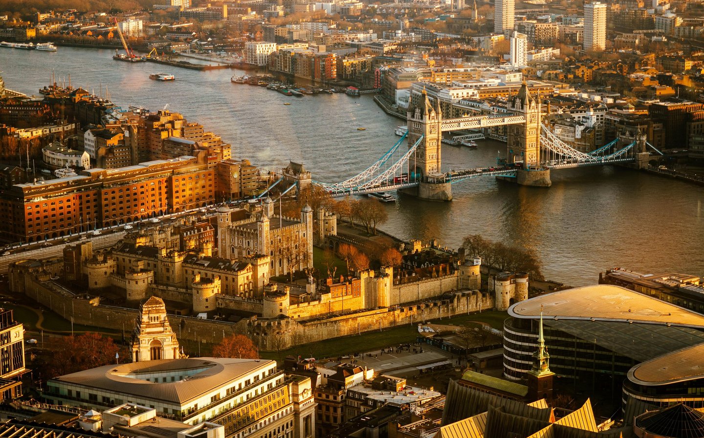 Tower of London medieval fortress with stone towers and defensive wall