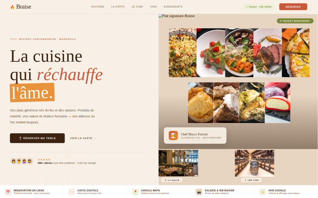 création de site vitrine pour un restaurant 