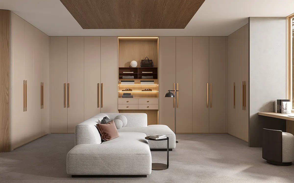 a living room with a couch and a table