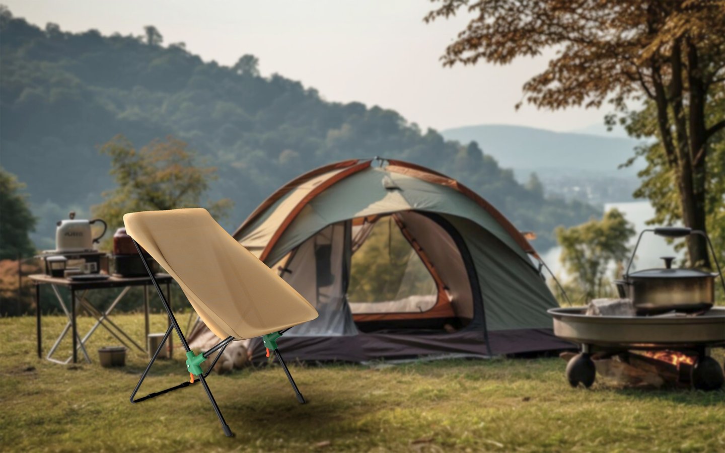 foldable camping chair, industrial design, outdoor product, aluminum chair