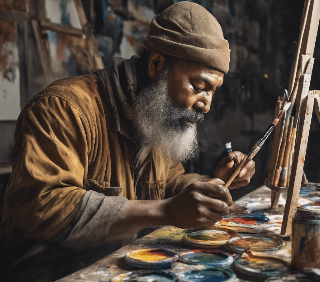 topless man holding his head