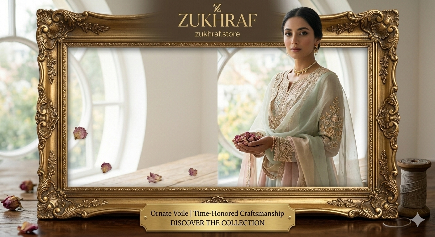 Luxury Embroidered Voile Collection by Zukhraf Store. Is se Google par aapka blog jaldi rank karega.