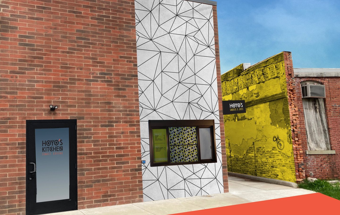 Hoyo's Kitchen Sambusas & Juices Environmental Graphic Exterior Design