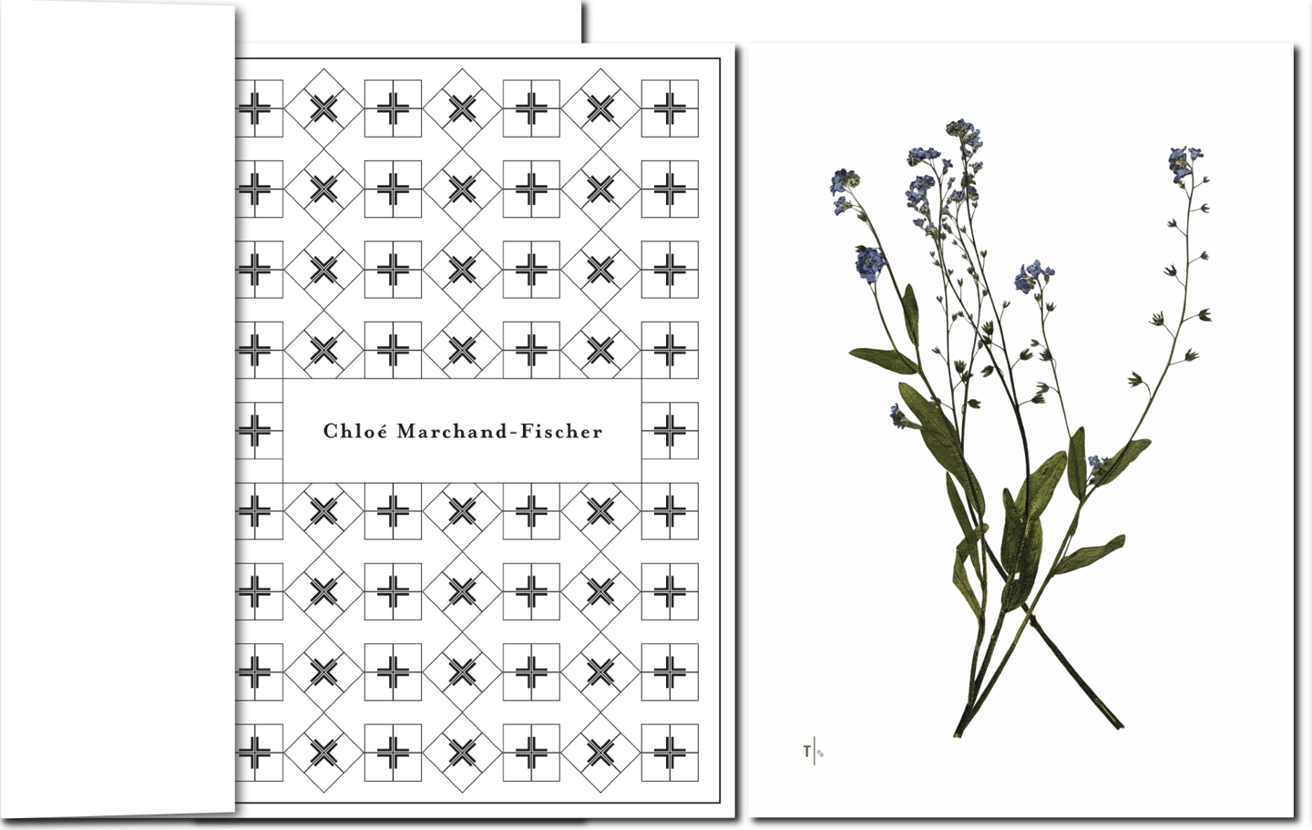 Vergissmeinnicht und Ornament-Trauerkarte in hellem Design