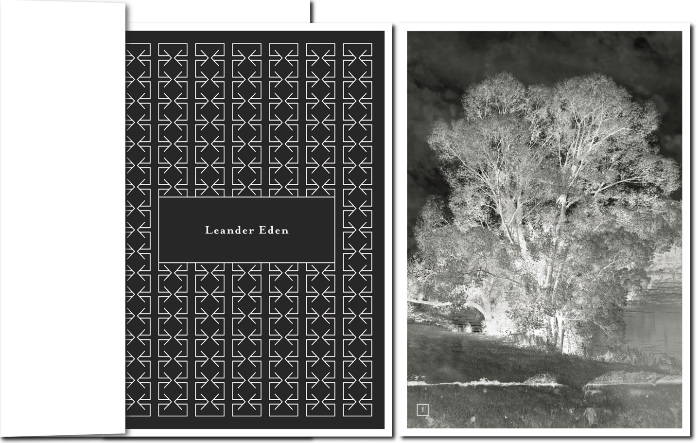 künstlerische Design-Trauerkarte mit Baum am See