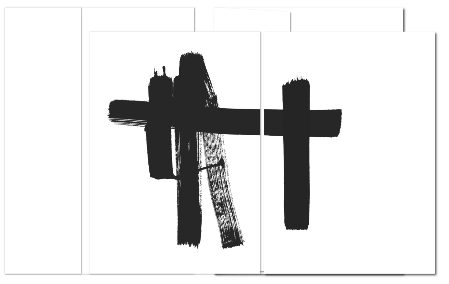 Minimalistische Trauerkarte mit dynamischen Tuschestrichen im asiatischen Stil