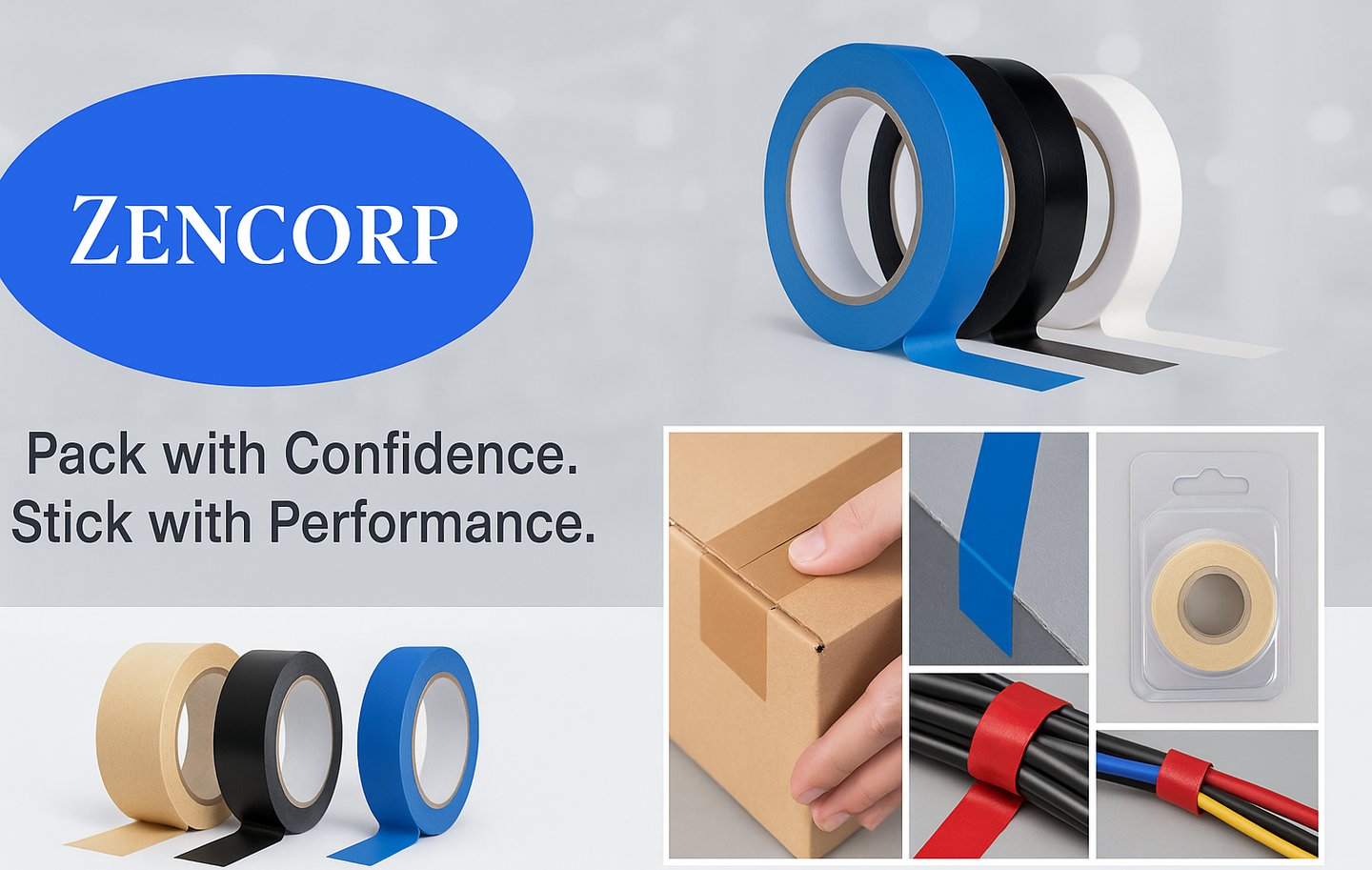 a picture of a person holding a tape tape and a box of tape