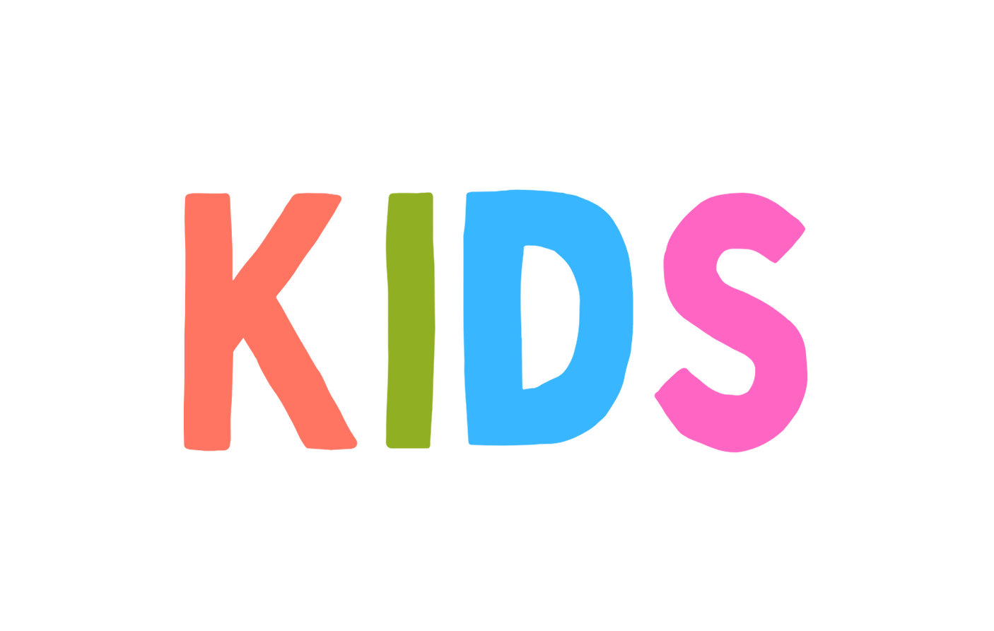 Bright, colorful block letters spelling the word KIDS