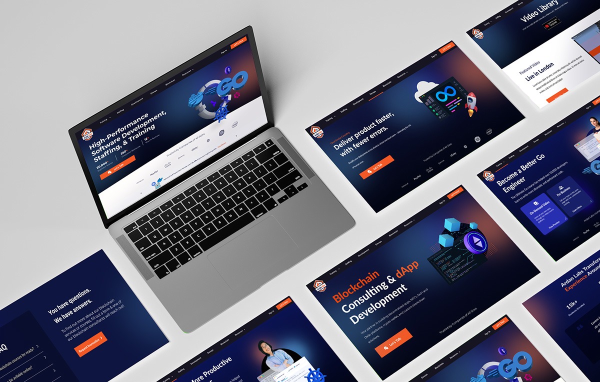 Multiple screens of Ardan labs hero section  redesign