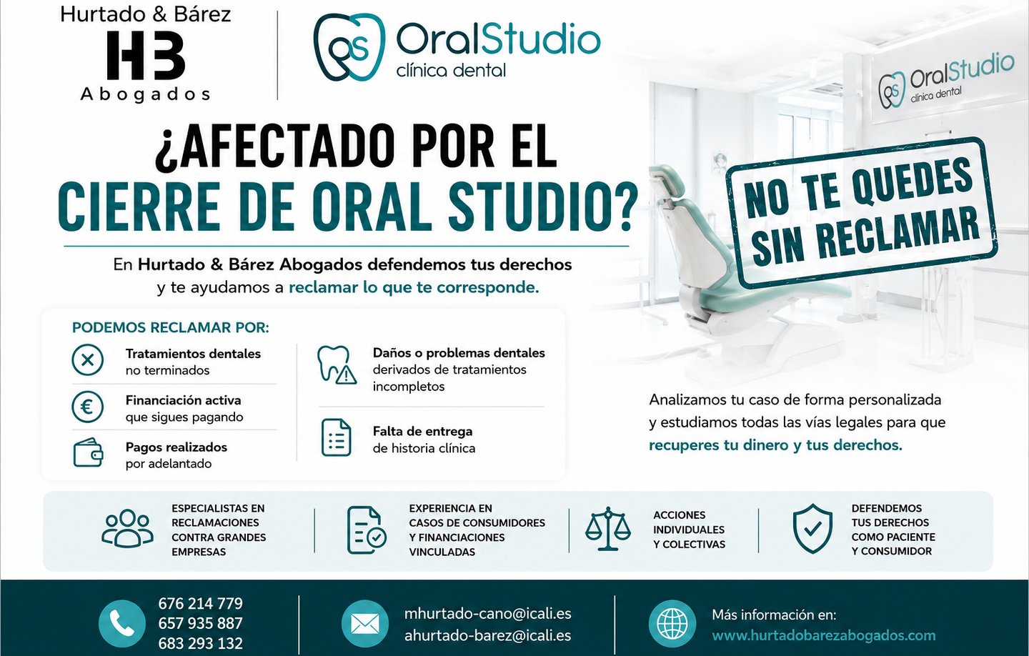 reclamacion a oral studio por cierre