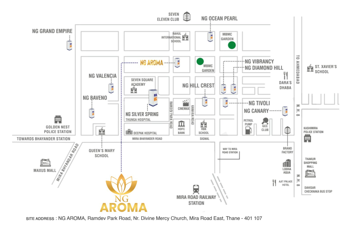 LOCATION NG AROMA MIRA ROAD EAST, RNA NG, AROMA, RAMDEV PARK, MIRA ROAD EAST