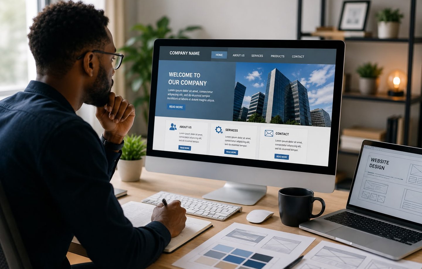 Modern business website displayed on a desktop computer