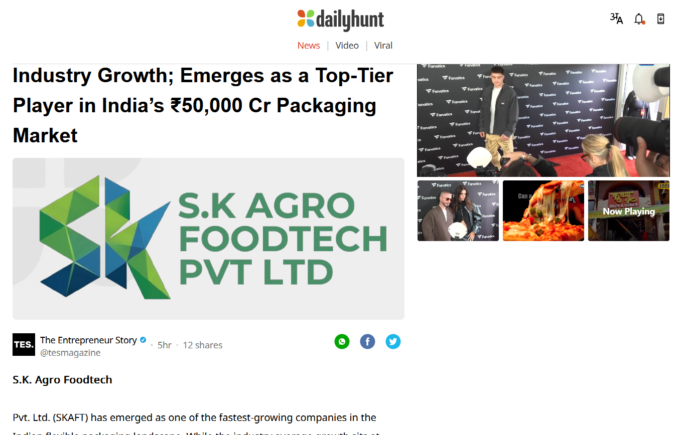 Sk Agro Foodtech Daily Hunt