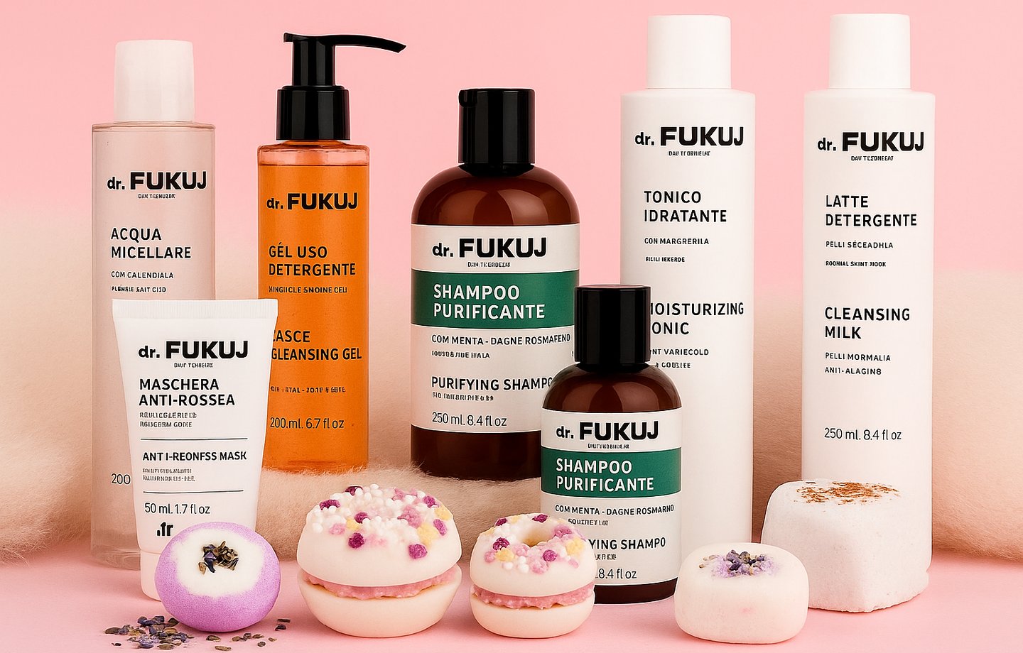 une variété de différents types de produits beauté pas soins visage corps lèvres et accessoire  
