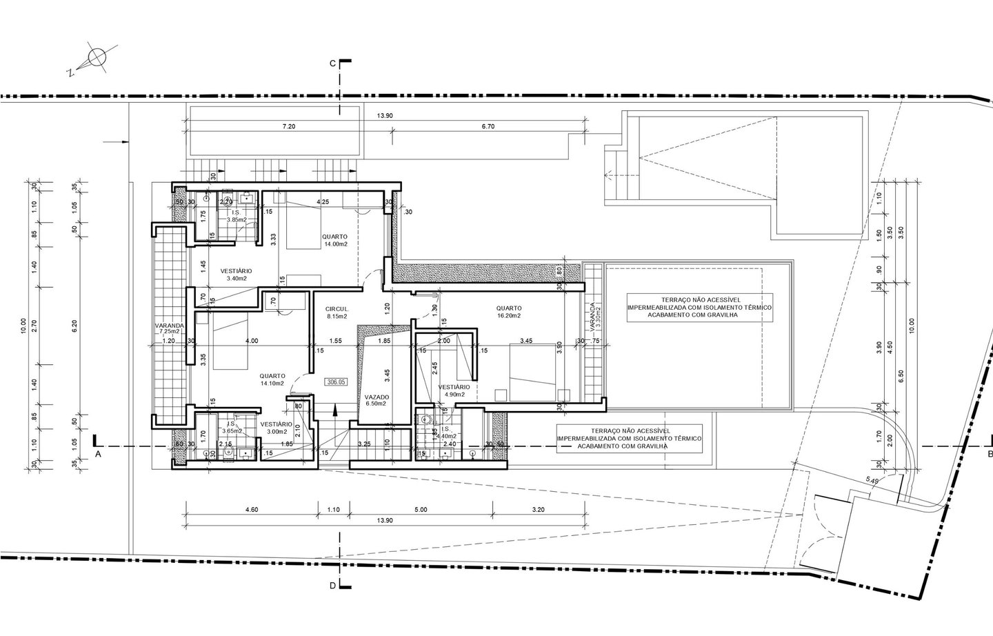 Moradia em Sintra. Projeto de Arquitetura. Planta do Piso 1.