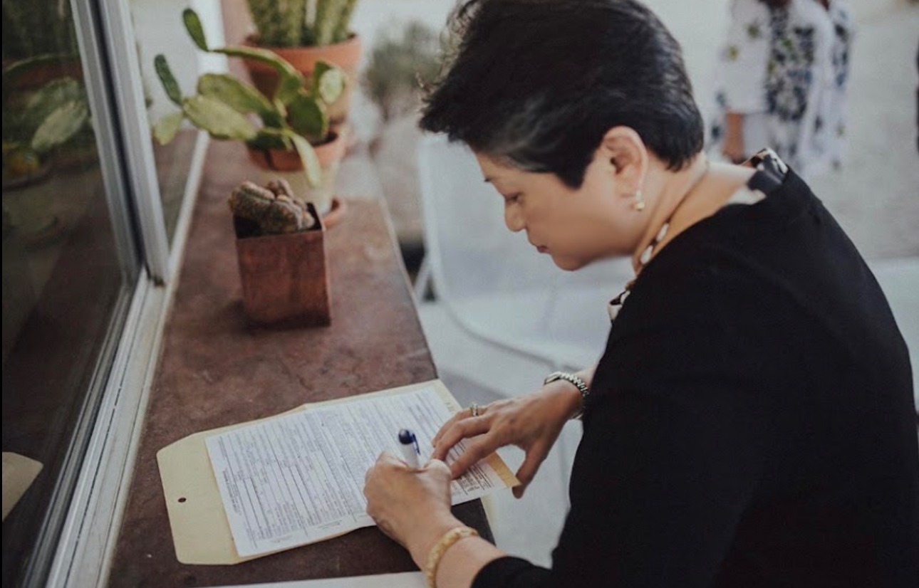 marie signing marriage license bakersfield, ca