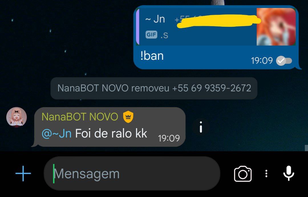 comando ban bot de figurinhas