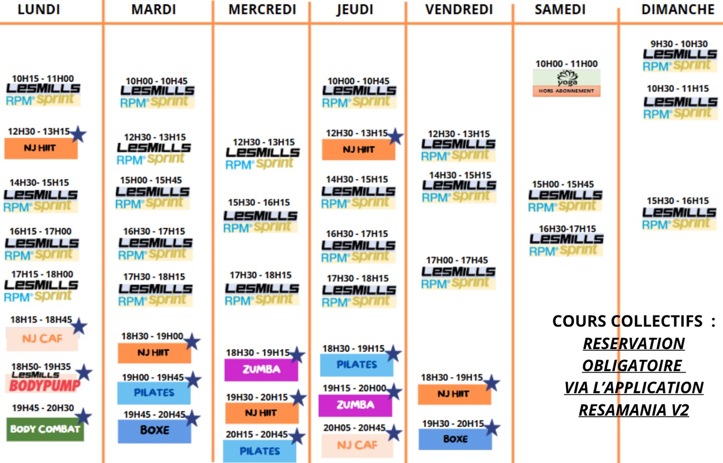 NJ FIT planning cours collectifs creil