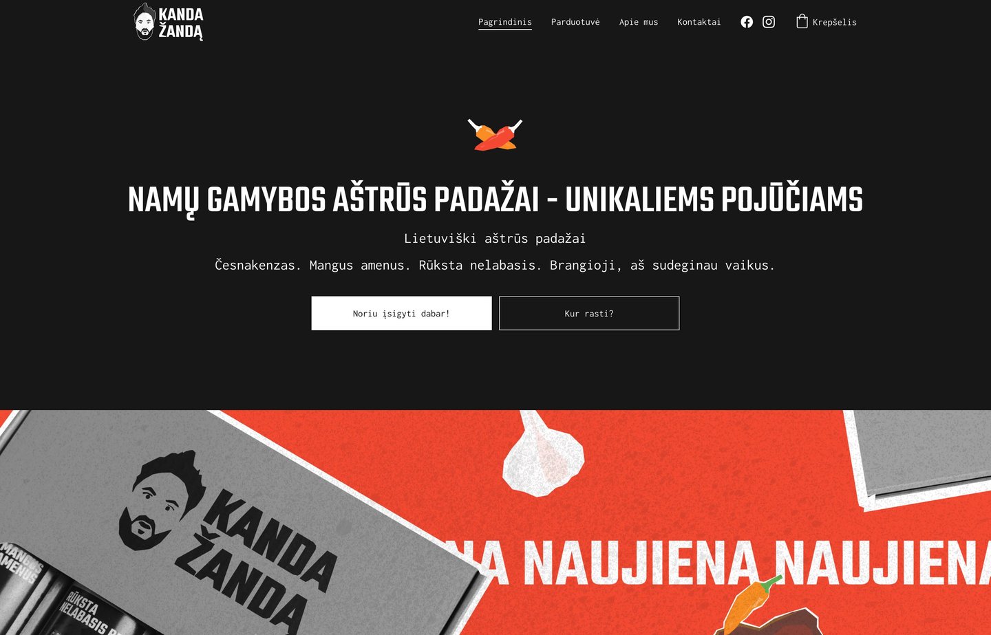 Kanda Žandą E-shop. Hostinger Builder. RYZHA paslaugos