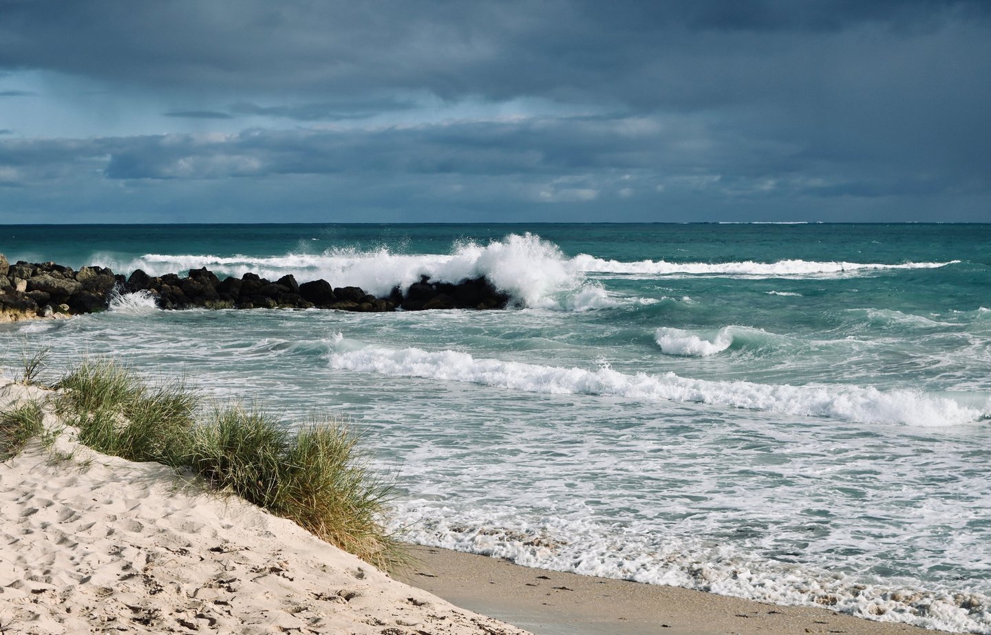 Waves crashing onshore
