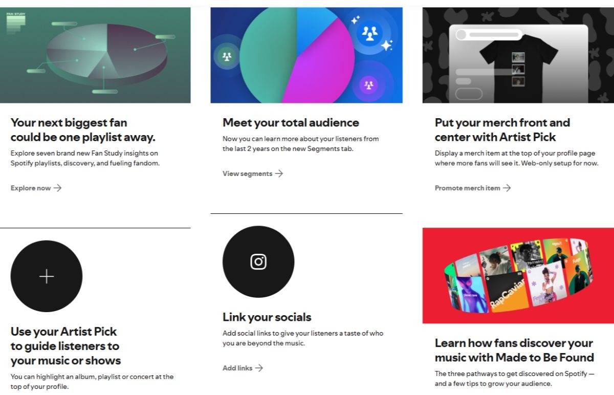 Spotify for artists page