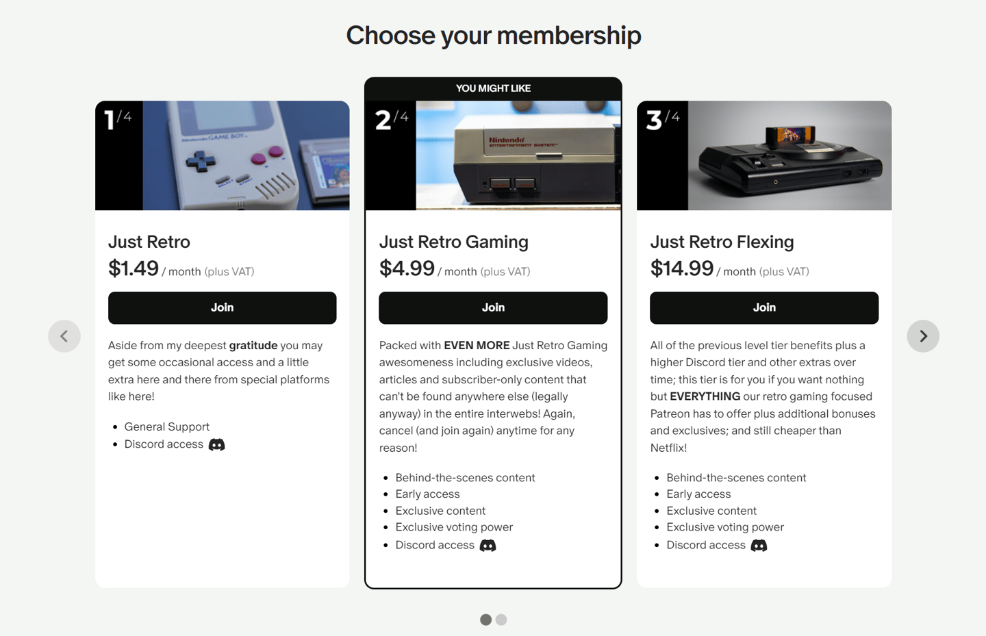 Patreon Tiers Screengrab and link!