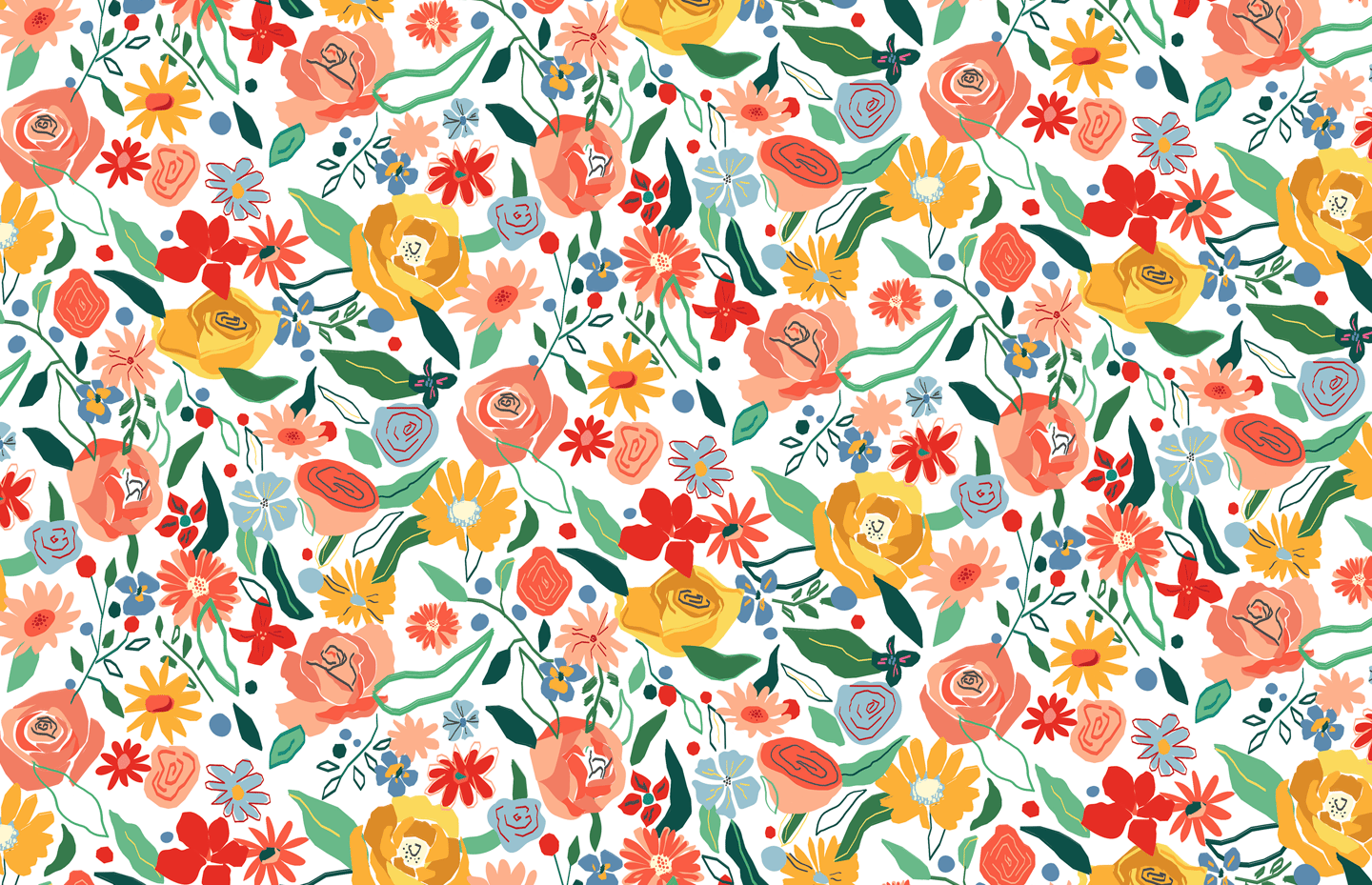 a floral pattern of flowers and leaves
