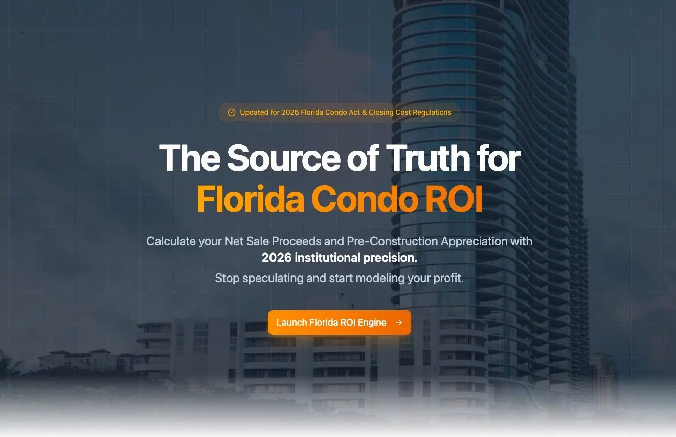 webPro247 I Condo Profit Calculator landing page Version B