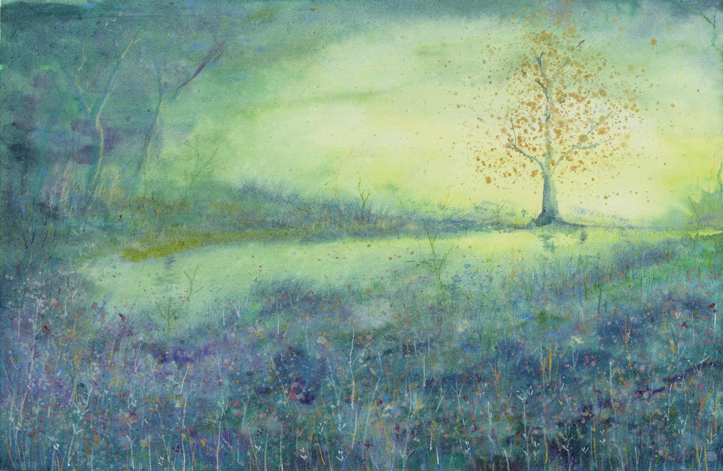 golden tree -  Ethereal wall art uk 