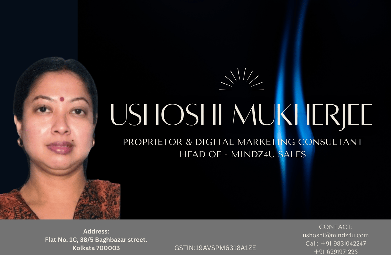 a woman with a black and white business card