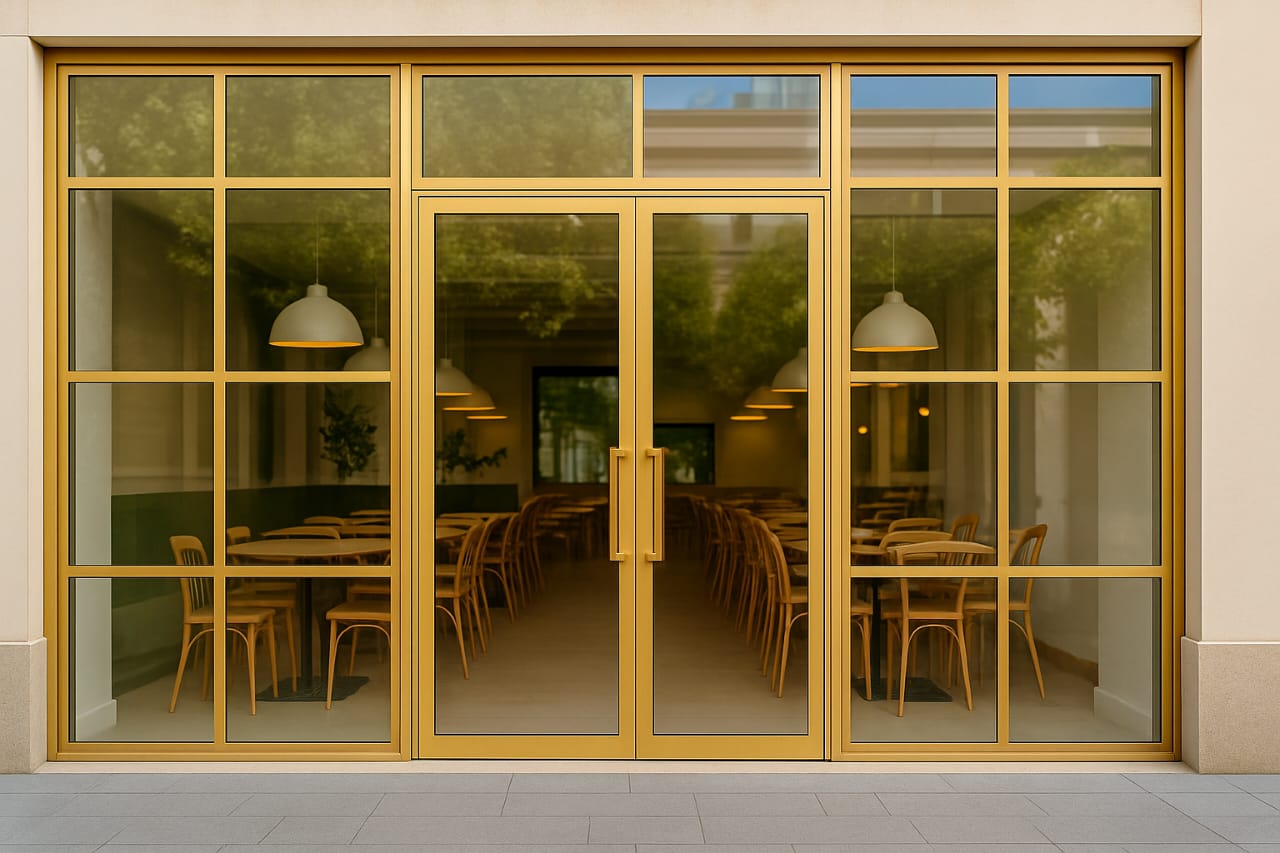 Aluminium restaurant entry door