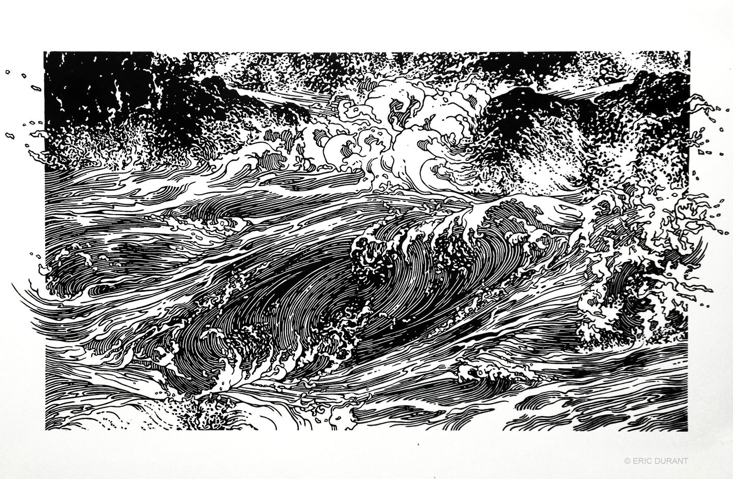 Linogravure sur papier 48 × 64 cm - © Eric Durant